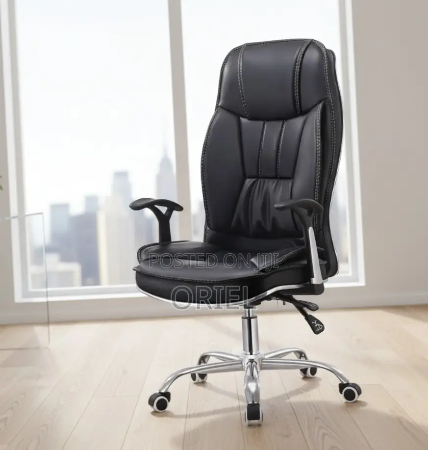 Office Chair : High Back Black Leather Chair