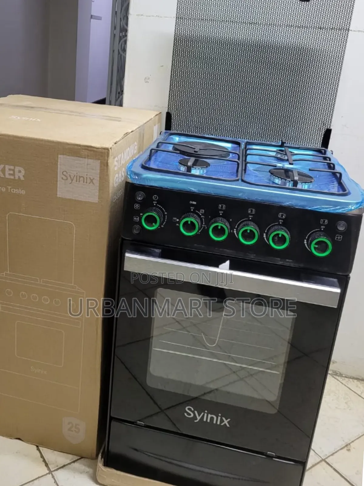 Brand New Syinix 50x50 Gas Cooker With Double Glass Oven Door