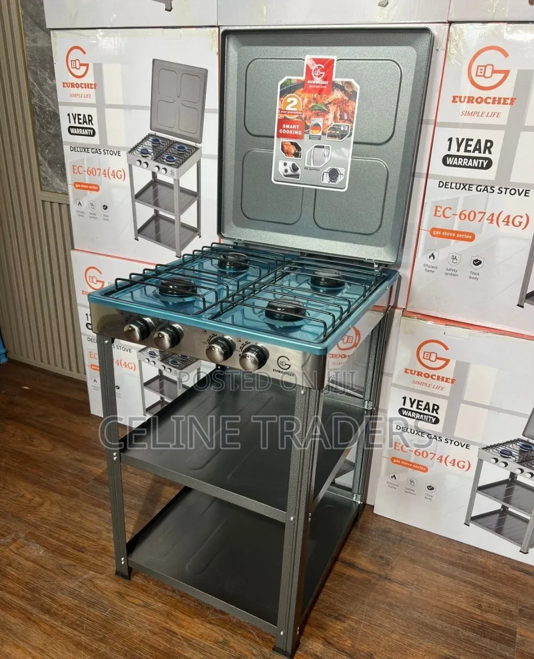 Eurochef Full Gas Standing Cooker With Shelves
