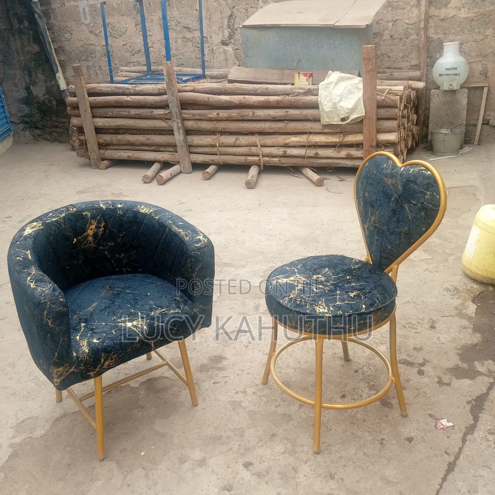 Black and Gold Fabric Stylish Chairs