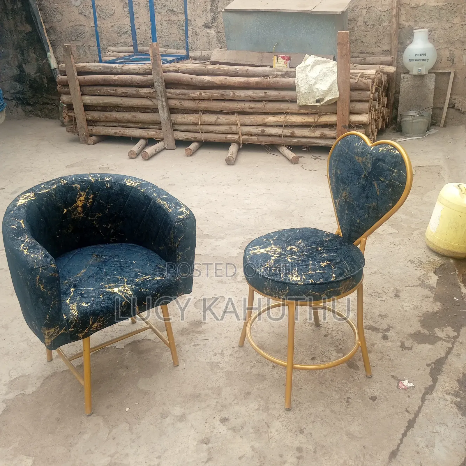 Black and Gold Fabric Stylish Chairs