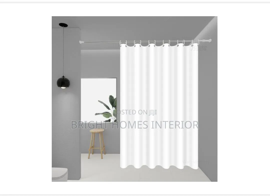 White and Cream Plain Color Shower Curtain