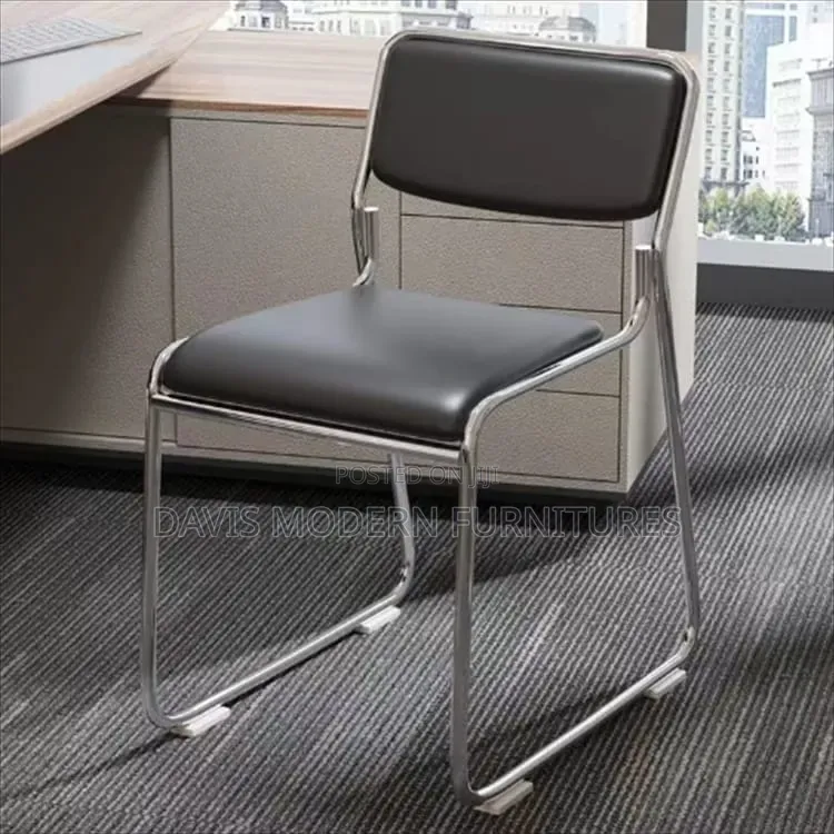 Armless Black PVC Leatherette Chair