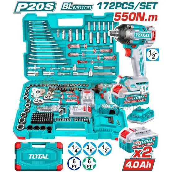 TOTAL 172 PCS Cordless Impact Wrench Tool Set – THKTHP41728