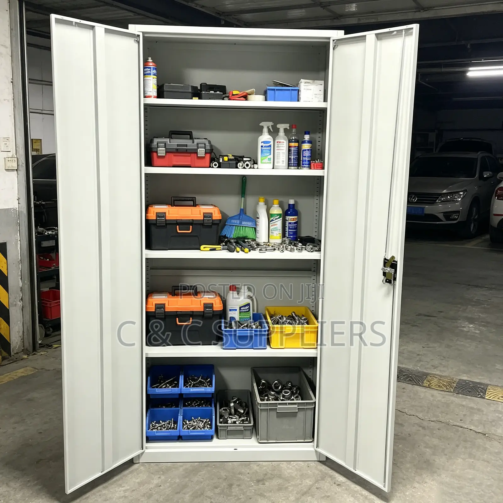 Locking 2 Door Metallic Cabinet.