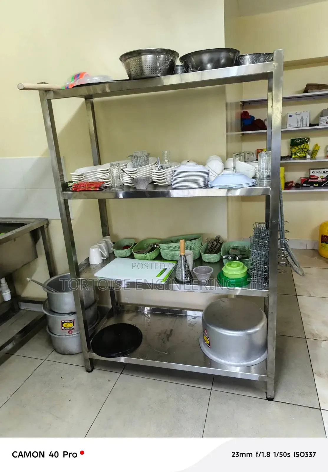 Stainless Steel Commercial Kitchen Rack or Shelf Size 1800mm Height