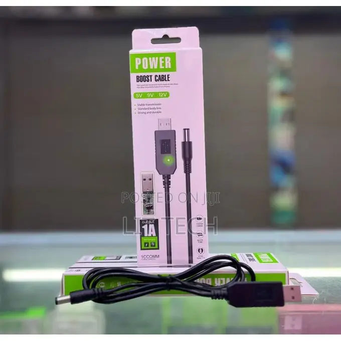 USB to 12V DC Power Boost Cable - 1A Step-Up Voltage Converter Line