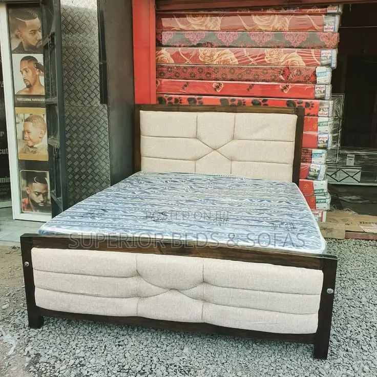 5x6 Beige Cross-Panel Mocket Bed: Pay on Delivery