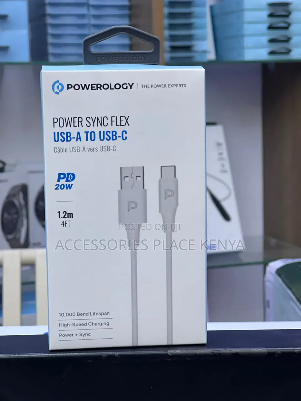 Powerology USB-A to USB-C TPE Jacket Cable 1.2 Meter - White