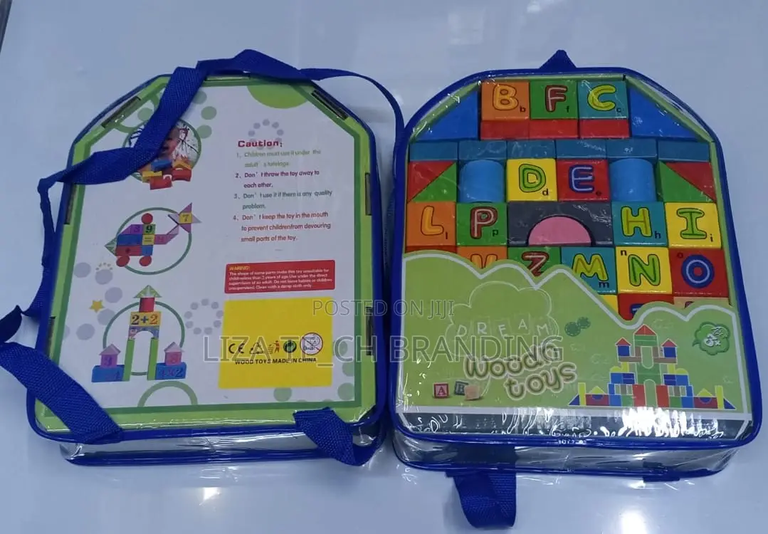 Wooden Blocks With Letters and Shapes
