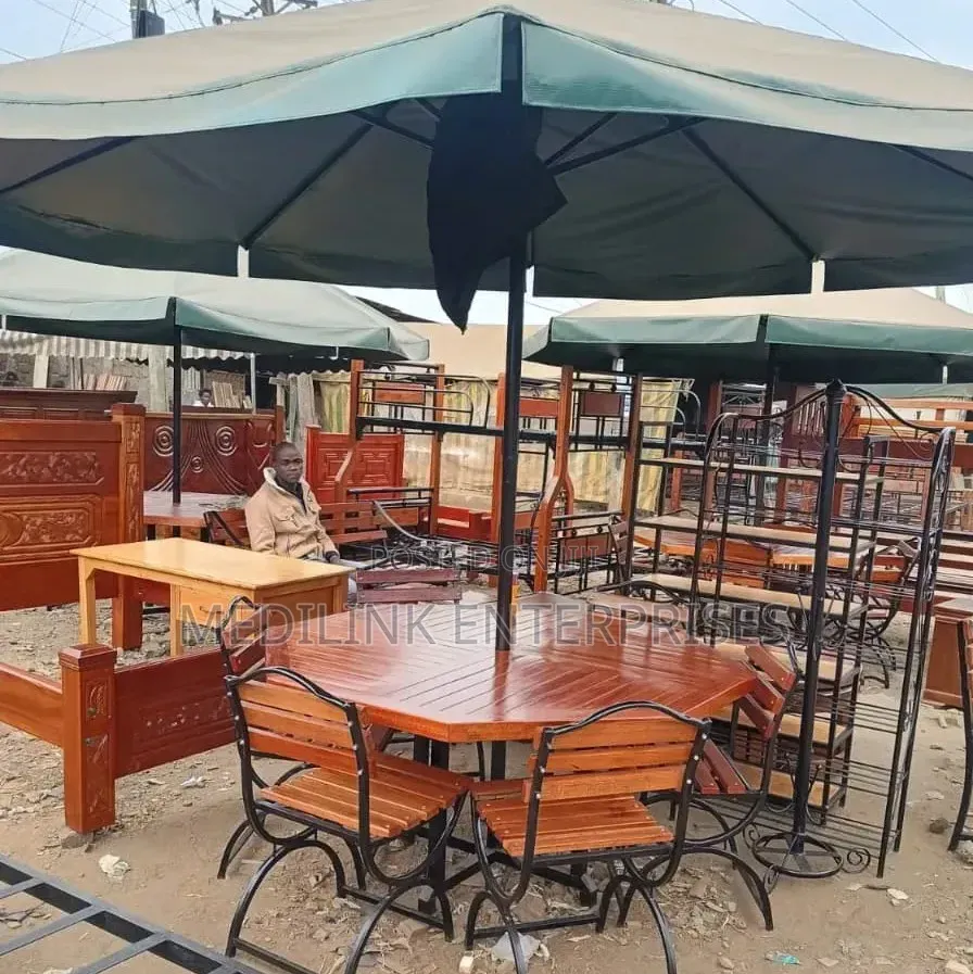 Mixed Fabric 6-Seater Wooden Metallic Garden Outdoor Shade( Commercia)