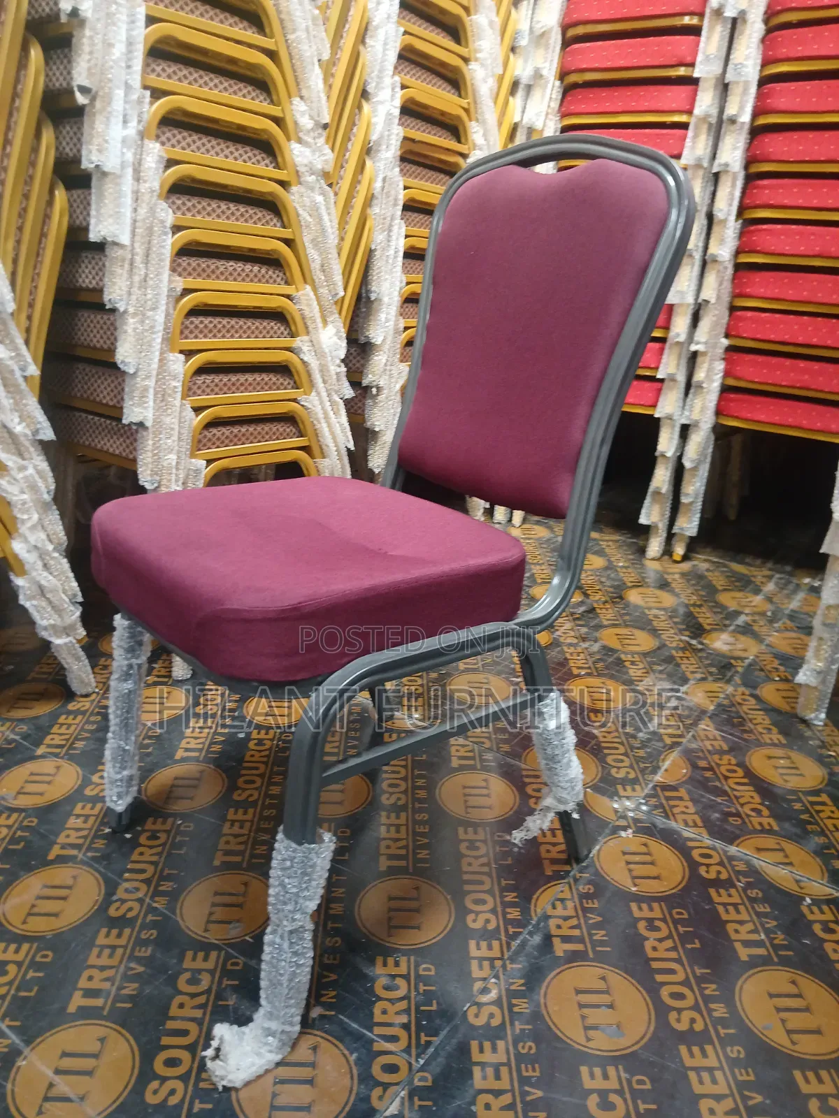 Maroon Fabric Heavy-Duty Conference Banquet Chair