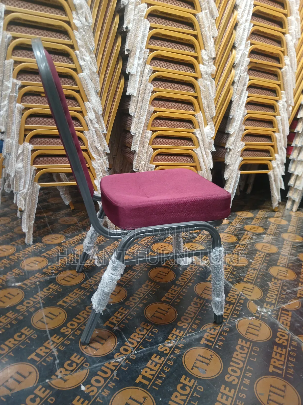 Maroon Fabric Heavy-Duty Conference Banquet Chair