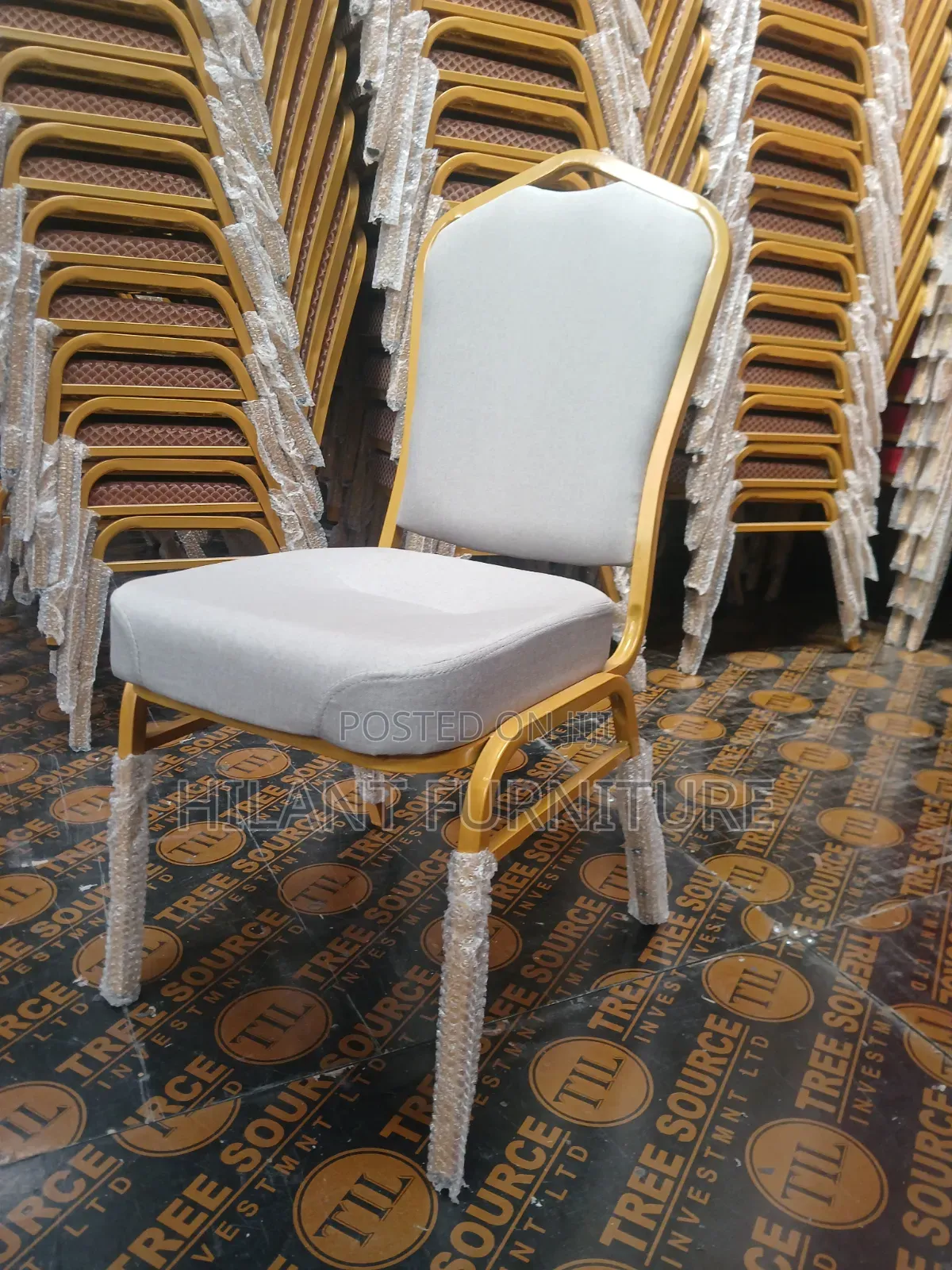 Grey Fabric Heavy-Duty Conference Banquet Chair