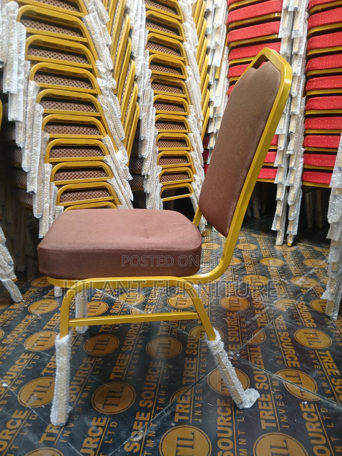 Brown Fabric Heavy-Duty Conference Banquet Chair