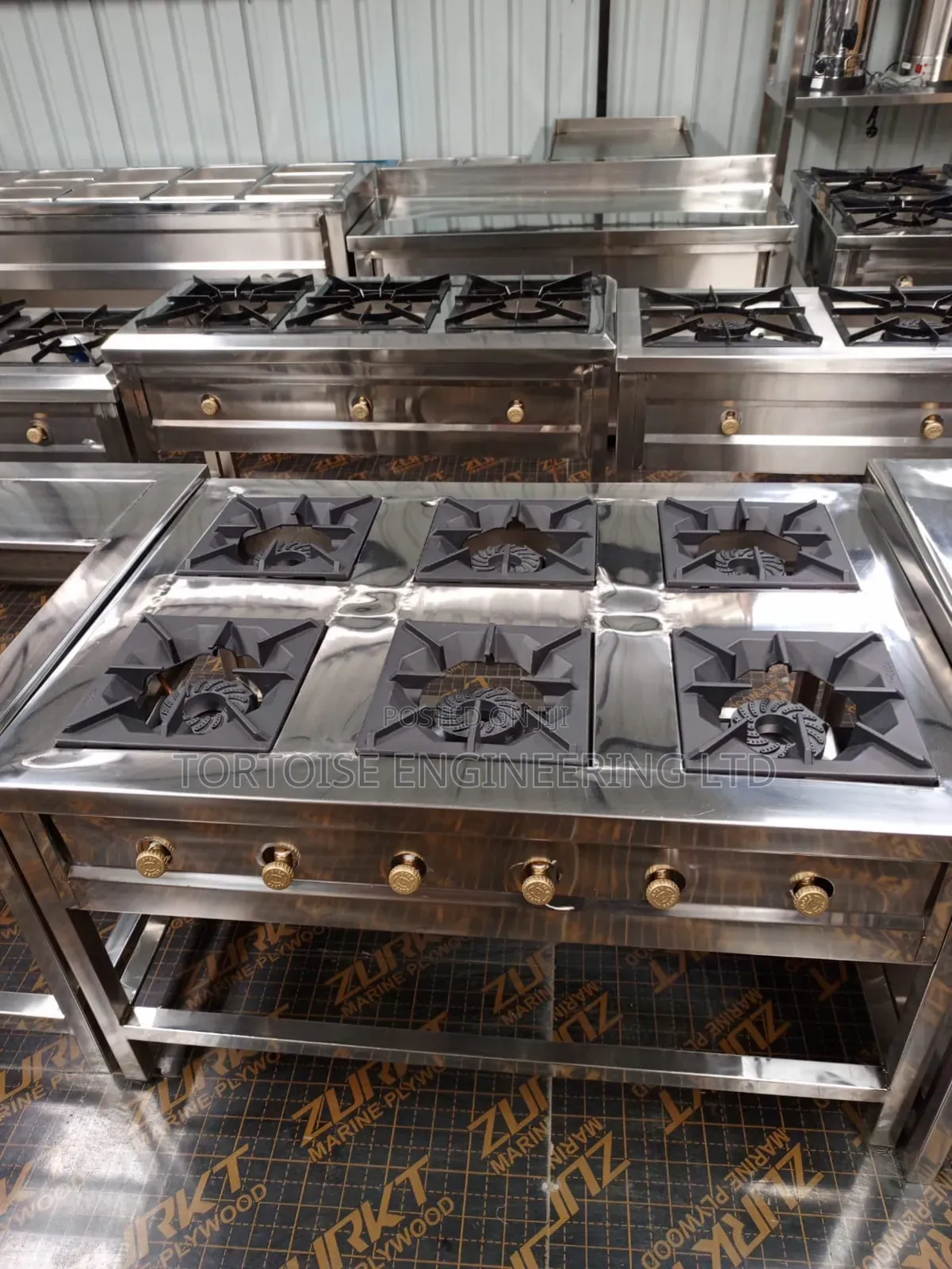 Stainless Steel Commercial 6 Burner Gas Cooker High Pressure