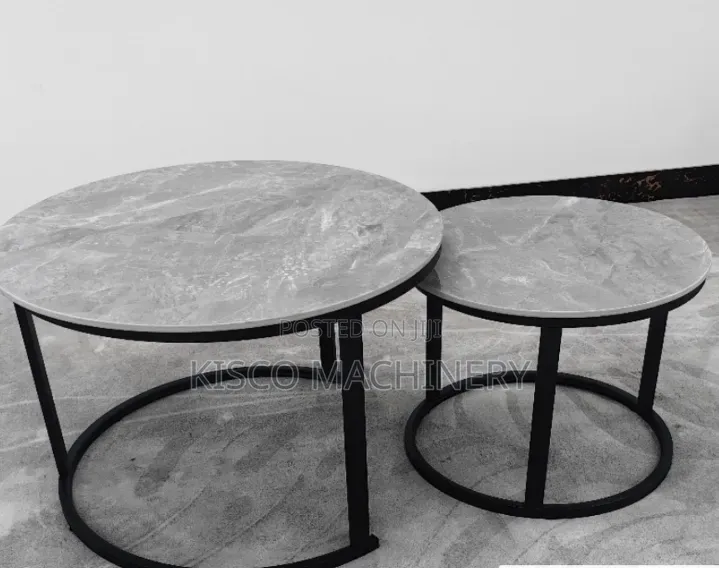 Elegant Grey Marble 2pcs Coffee Table Set