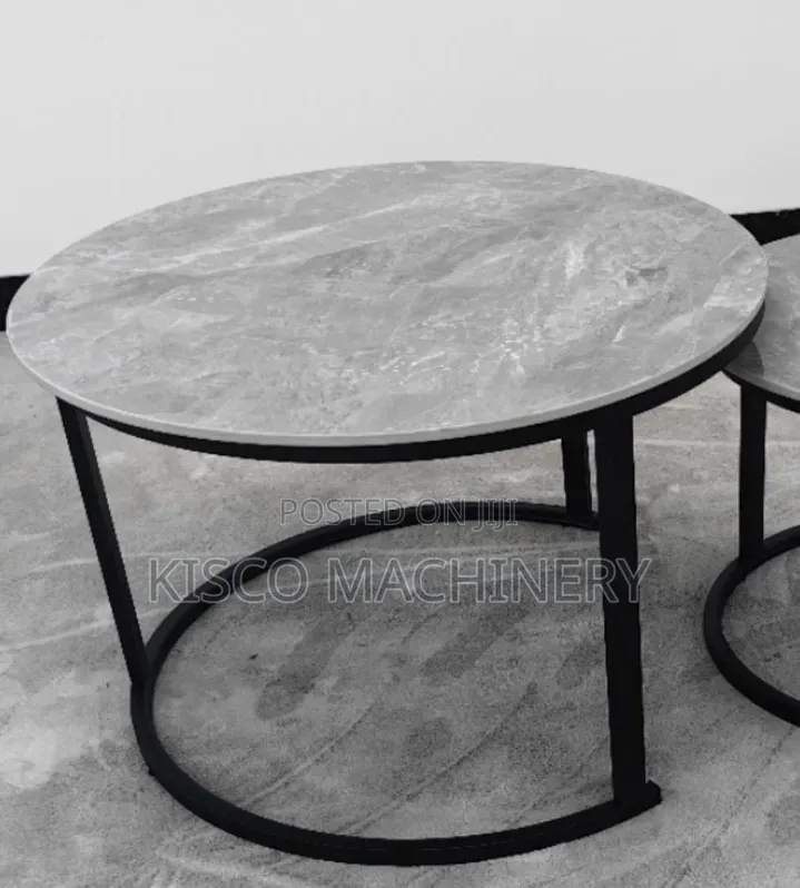 Elegant Grey Marble 2pcs Coffee Table Set