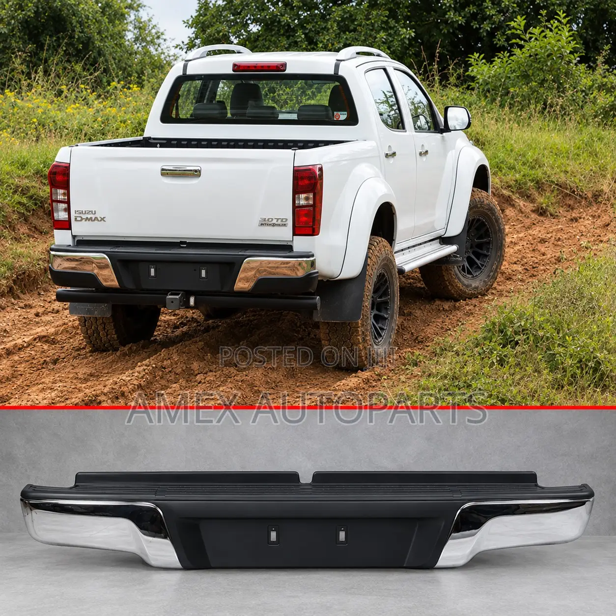 Rear Bumper Isuzu DMax 2013 Onwards Chrome