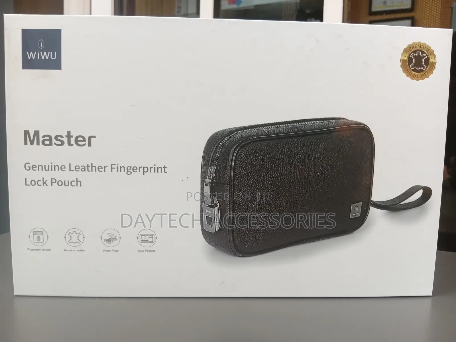 The WiWU Master Genuine Leather Fingerprint Lock Pouch