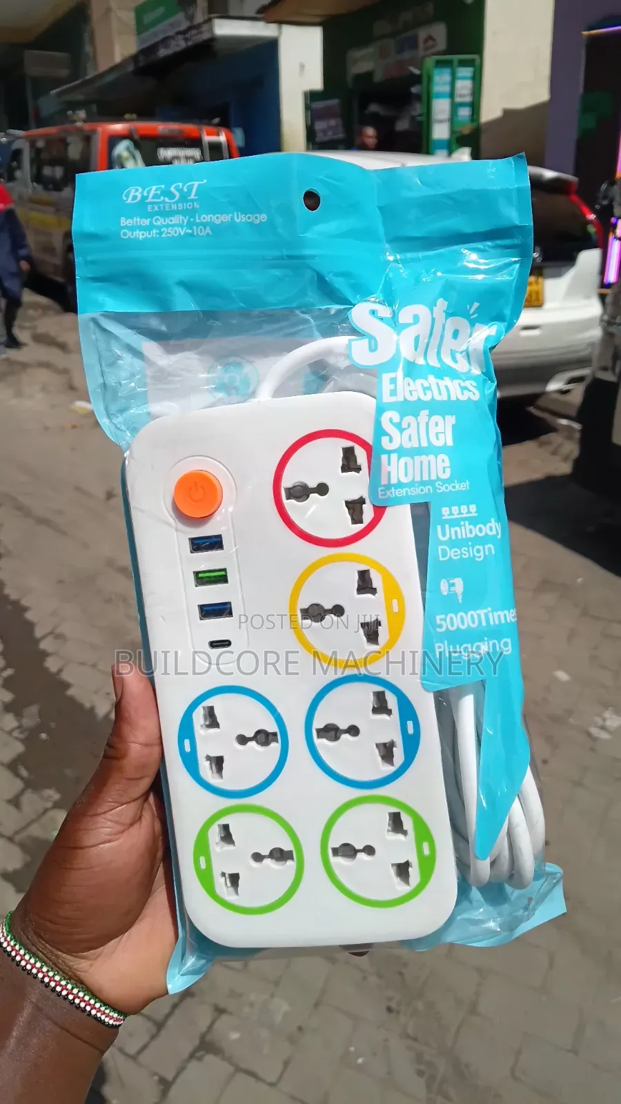 6way Safer Homes Power Extension With USB,switch and Type C Port