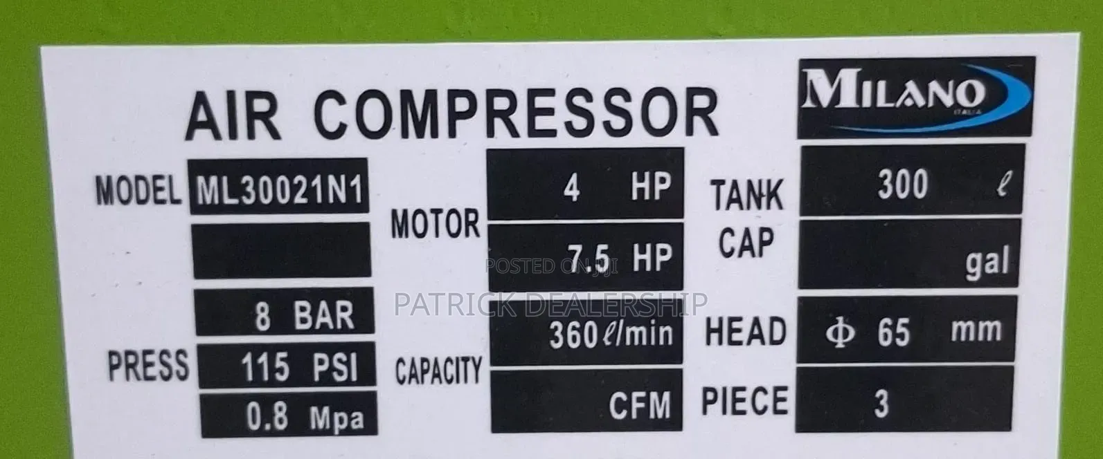 300l Milano Air Compressor(2 in 1)