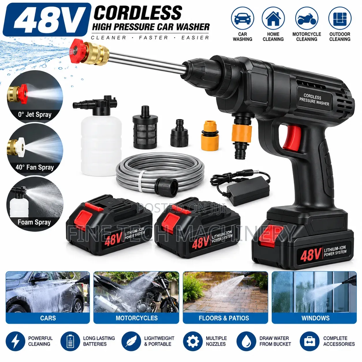 Car Washing Gun With 2 Rechargeable Battery
