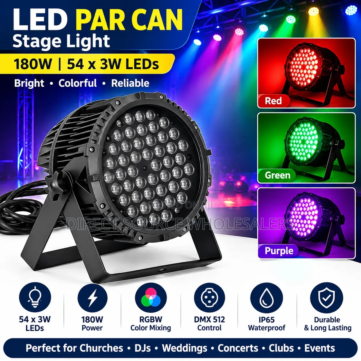 Led Par Can Stage Light 180w RGBW Dmx512