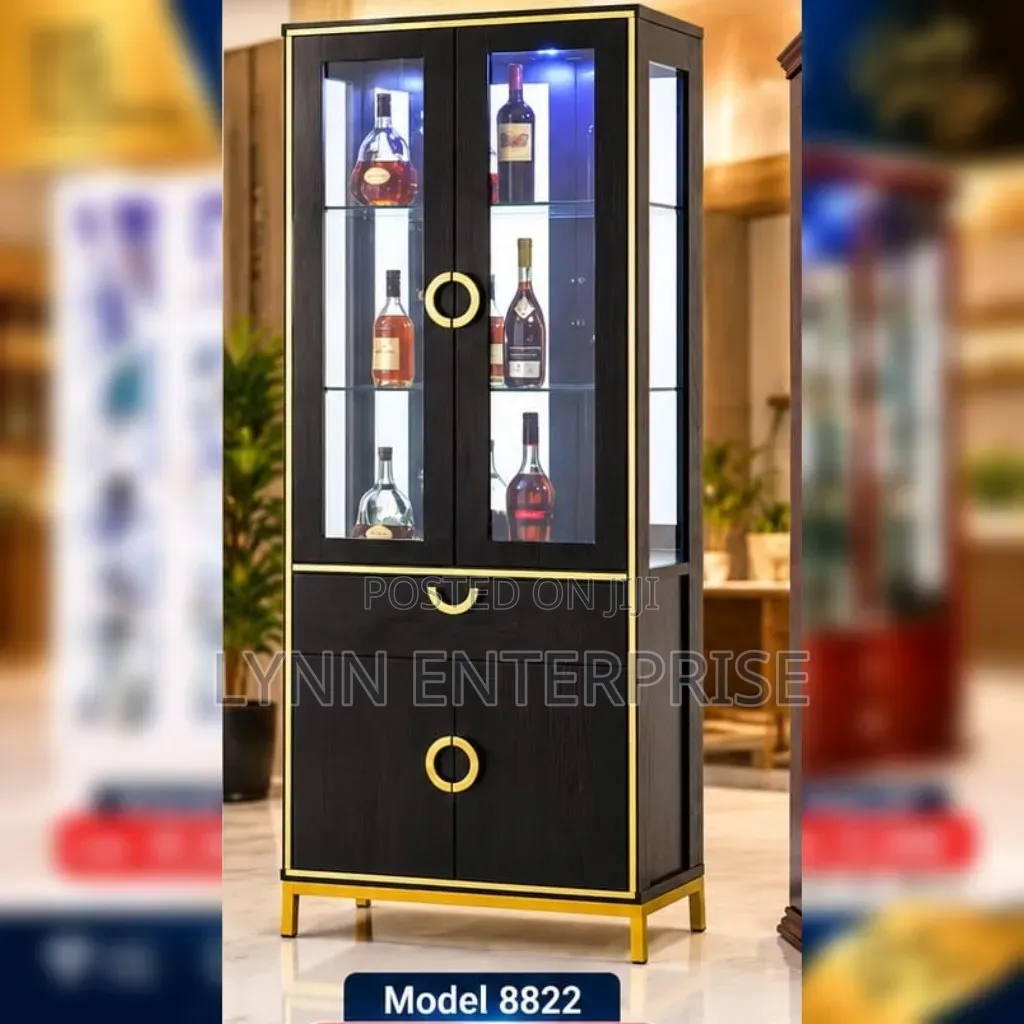 Tall Showcase Bar Cabinet, a Contemporary Display Model 8822