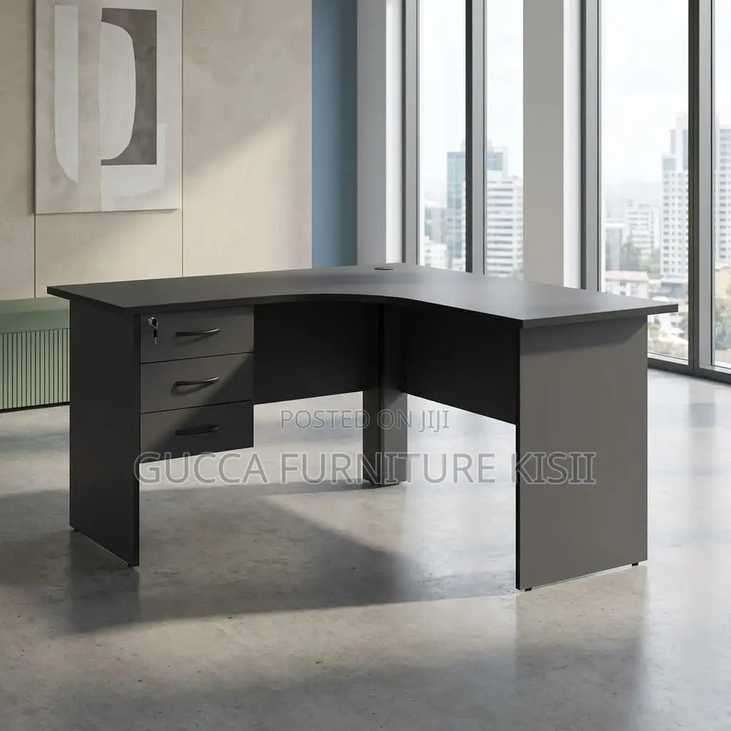Office Desk; 1.2M Curved 3-Drawer Office Desk