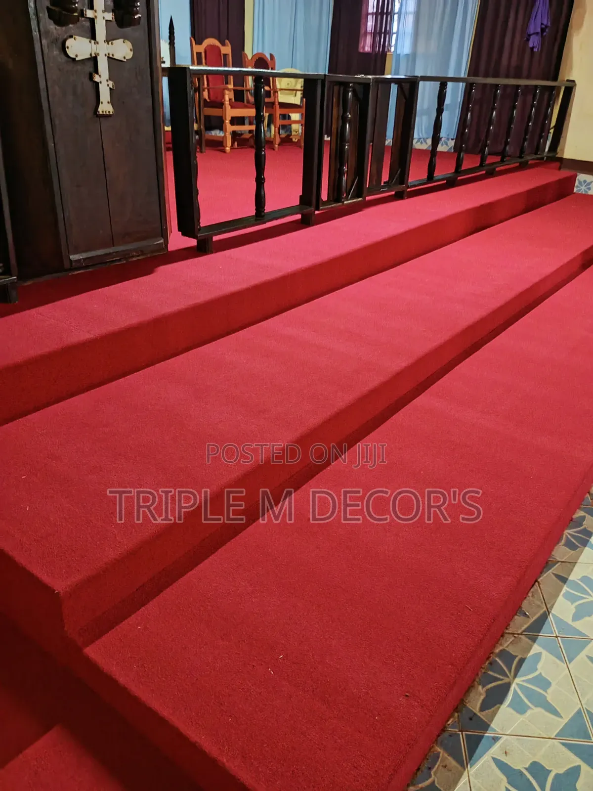 Solid Red 4mm Delta Floor Carpet for Church Stage