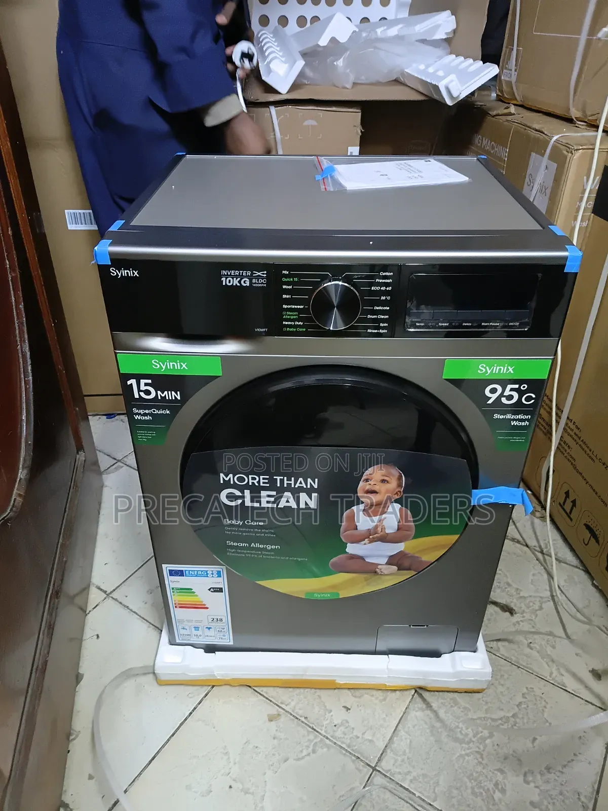 Syinix 10KG Washing Machine – Baby Care Steam Wash