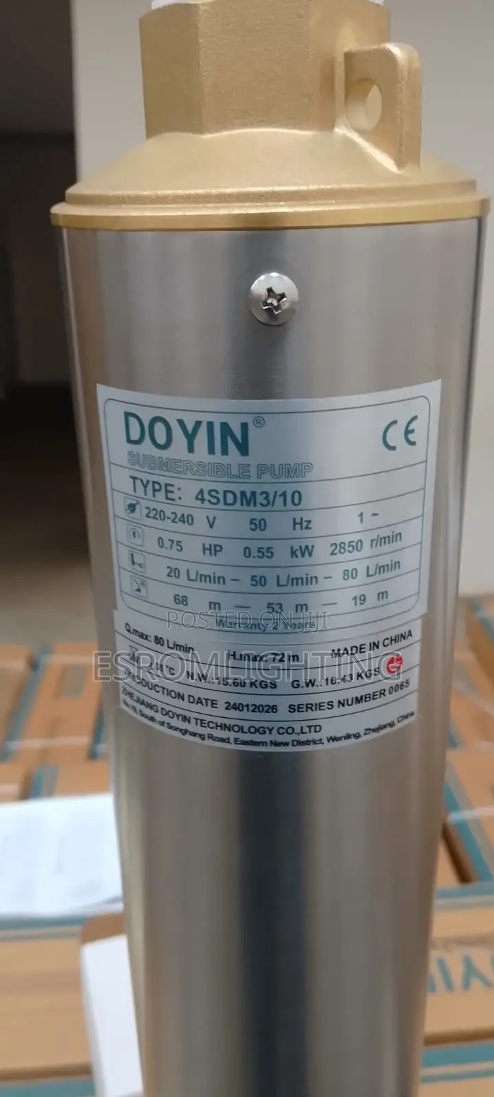 0.75hp 4sdm3/10 AC Submersible Pump