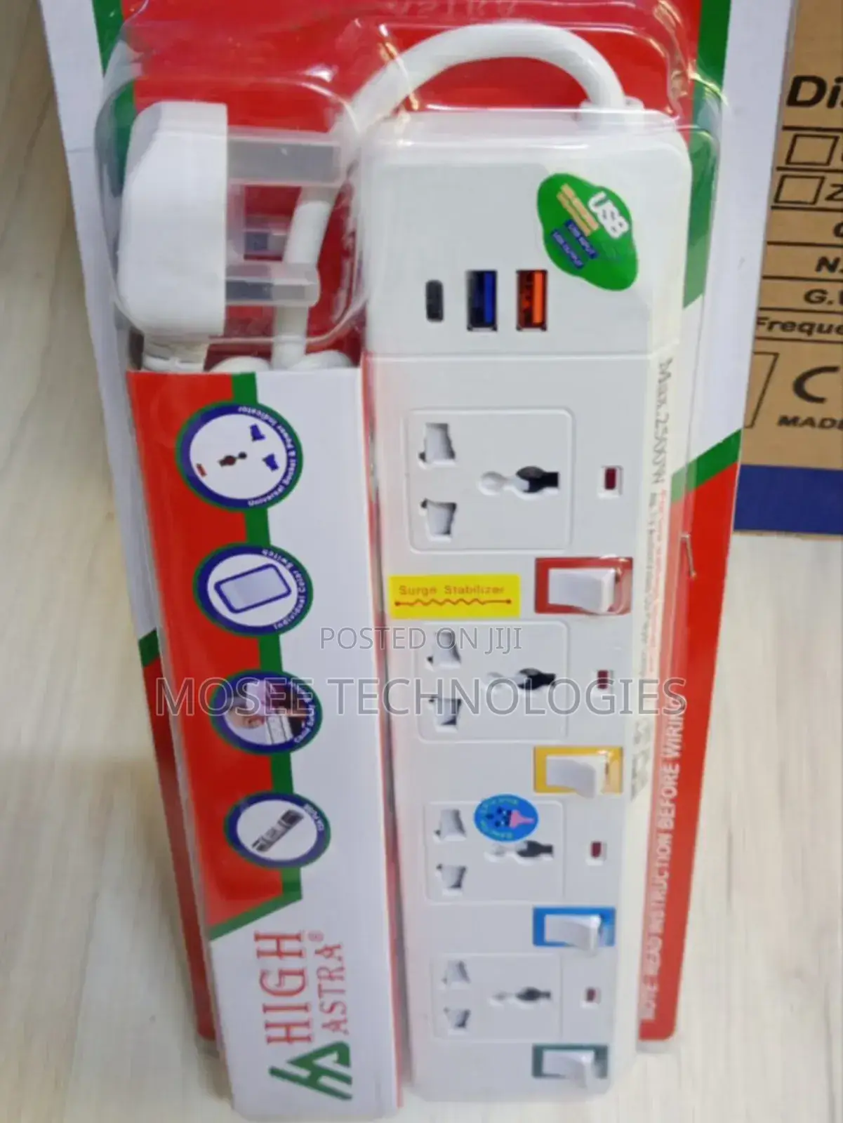 4-Way Electrical Extension Socket Multiple Plug Adapter