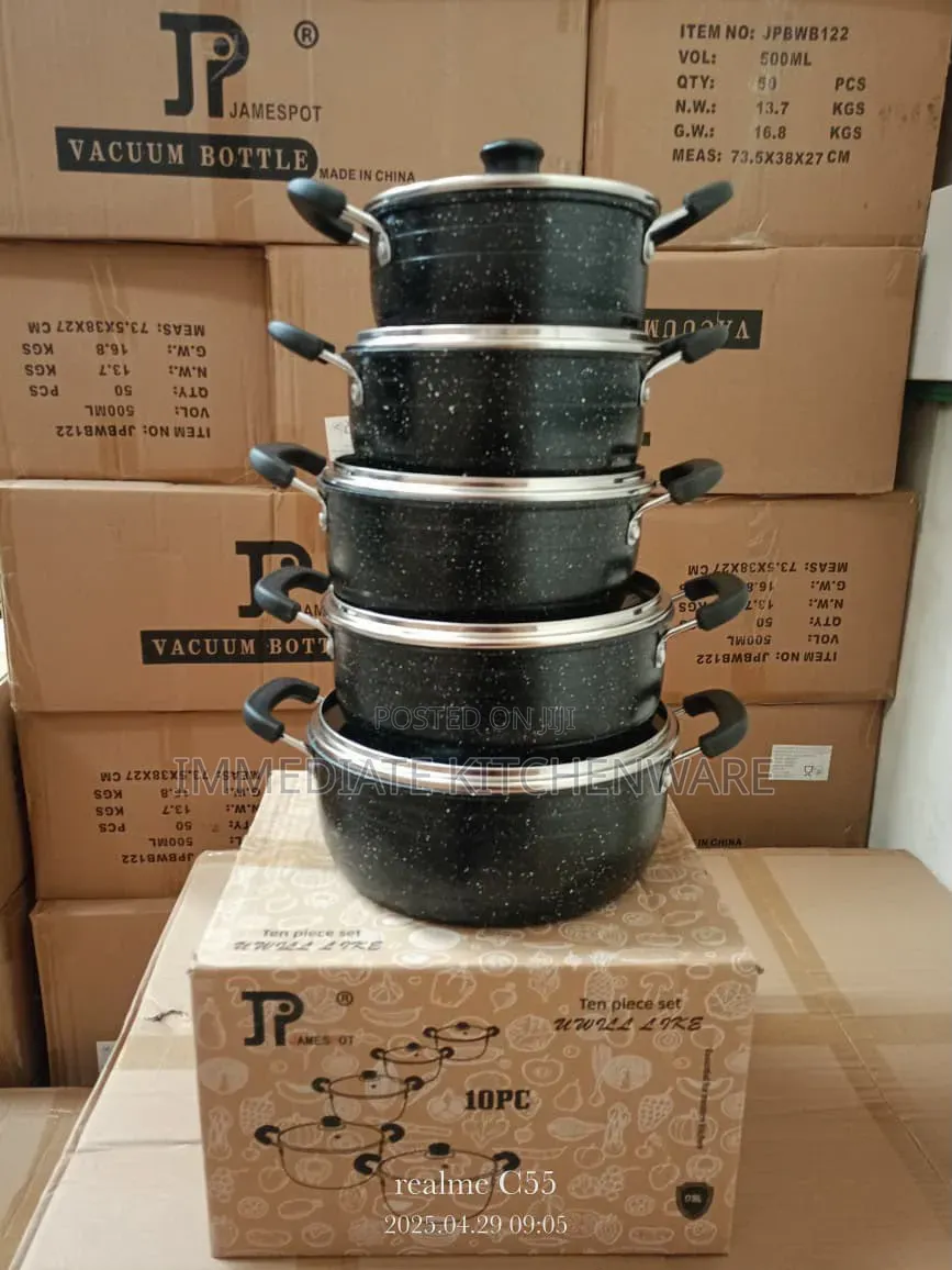 James Pot 10pcs Black Nonstick Cookware Set
