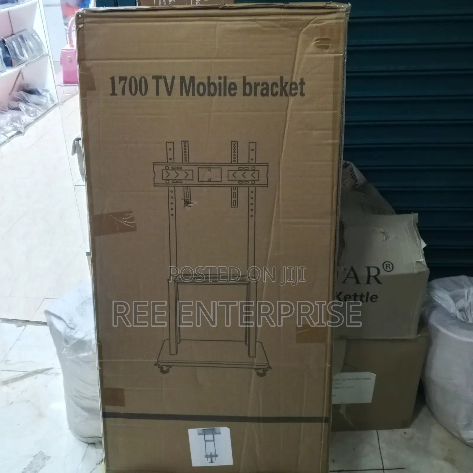 1700 TV Bracket Wheels Trolley 32-75 Inch Heavy With Wall Mount