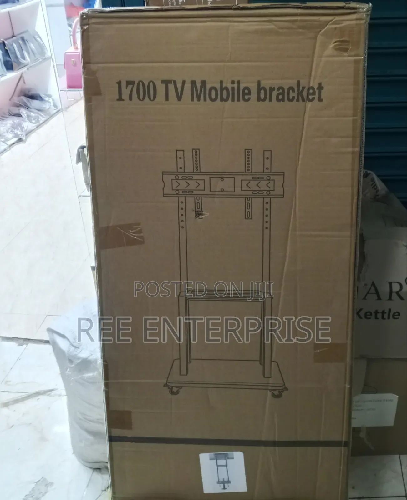 1700 TV Bracket Wheels Trolley 32-75 Inch Heavy With Wall Mount