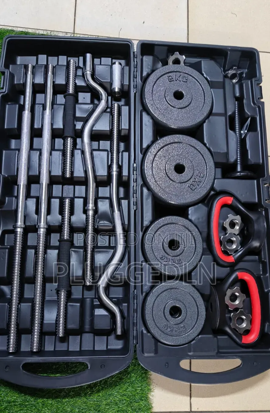 58kg Dumbbells Set With a Curl Bar and Kettlebell Holder