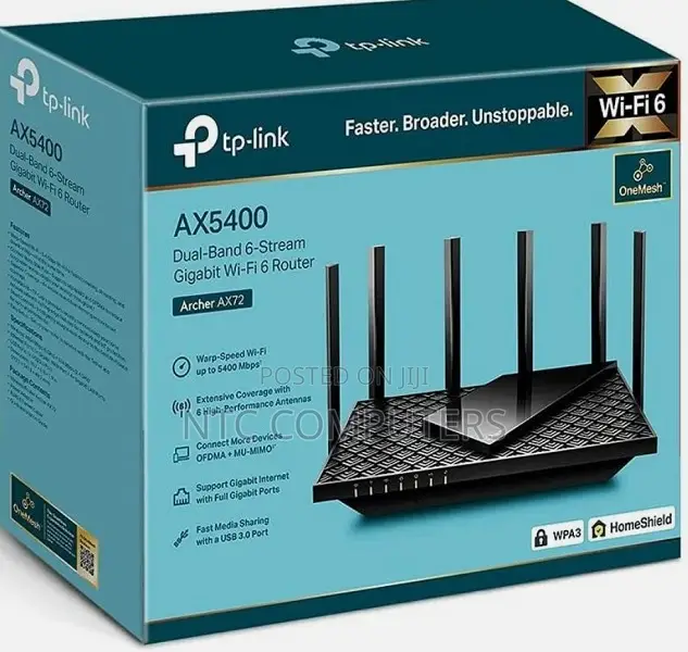 TP-Link Tl-Archer Ax72 Ax5400 Router Dual-Band Gigabit Wi-Fi 6