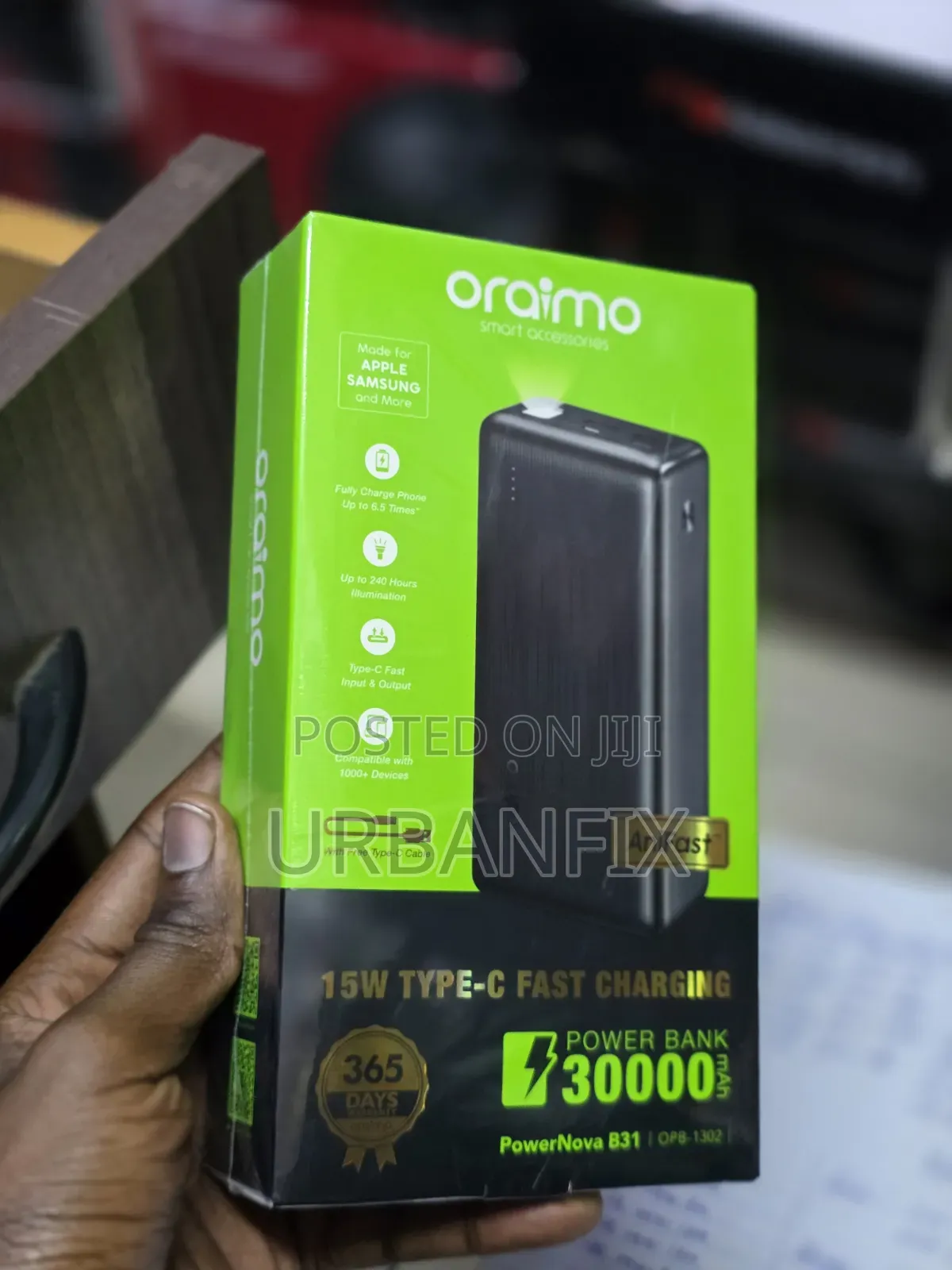 Oraimo 30000mAh 15W Type-C Fast Charging Power Bank -Free Type-C Cable