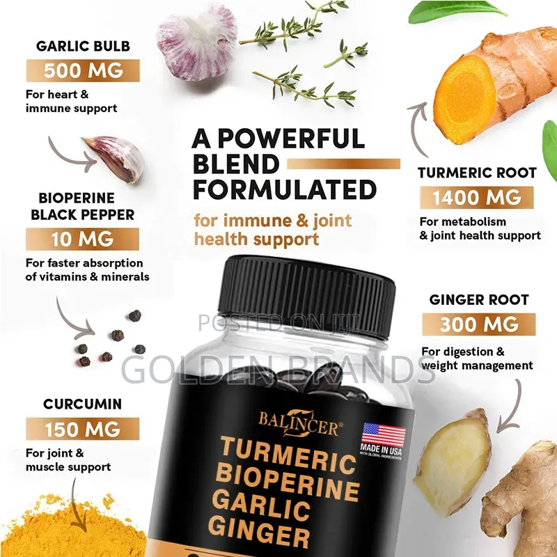4-in-1 Turmeric Ginger 2360mg With Curcumin, Garlic Black Pepper 120