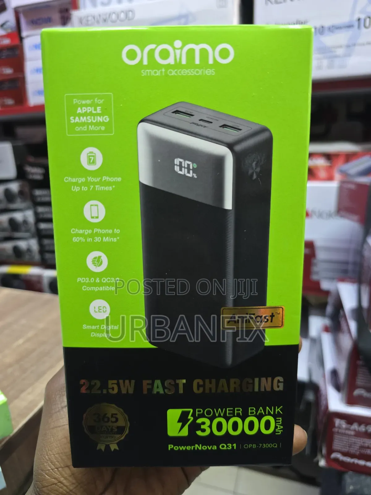 Oraimo 30000mAh 22.5W Fast Charging Power Bank With Smart Display