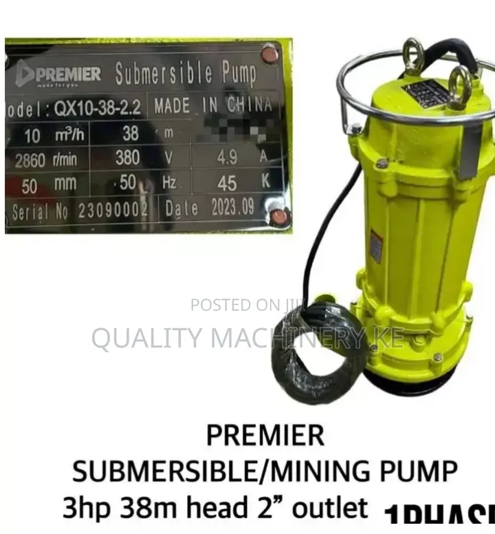 Powerful 3hp Single Phase Premier Submersible/ Mining Pump