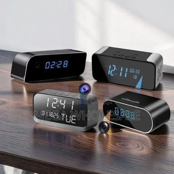 Mini Wireless Monitor WiFi Alarm Table Clock Hidden Spy Camera