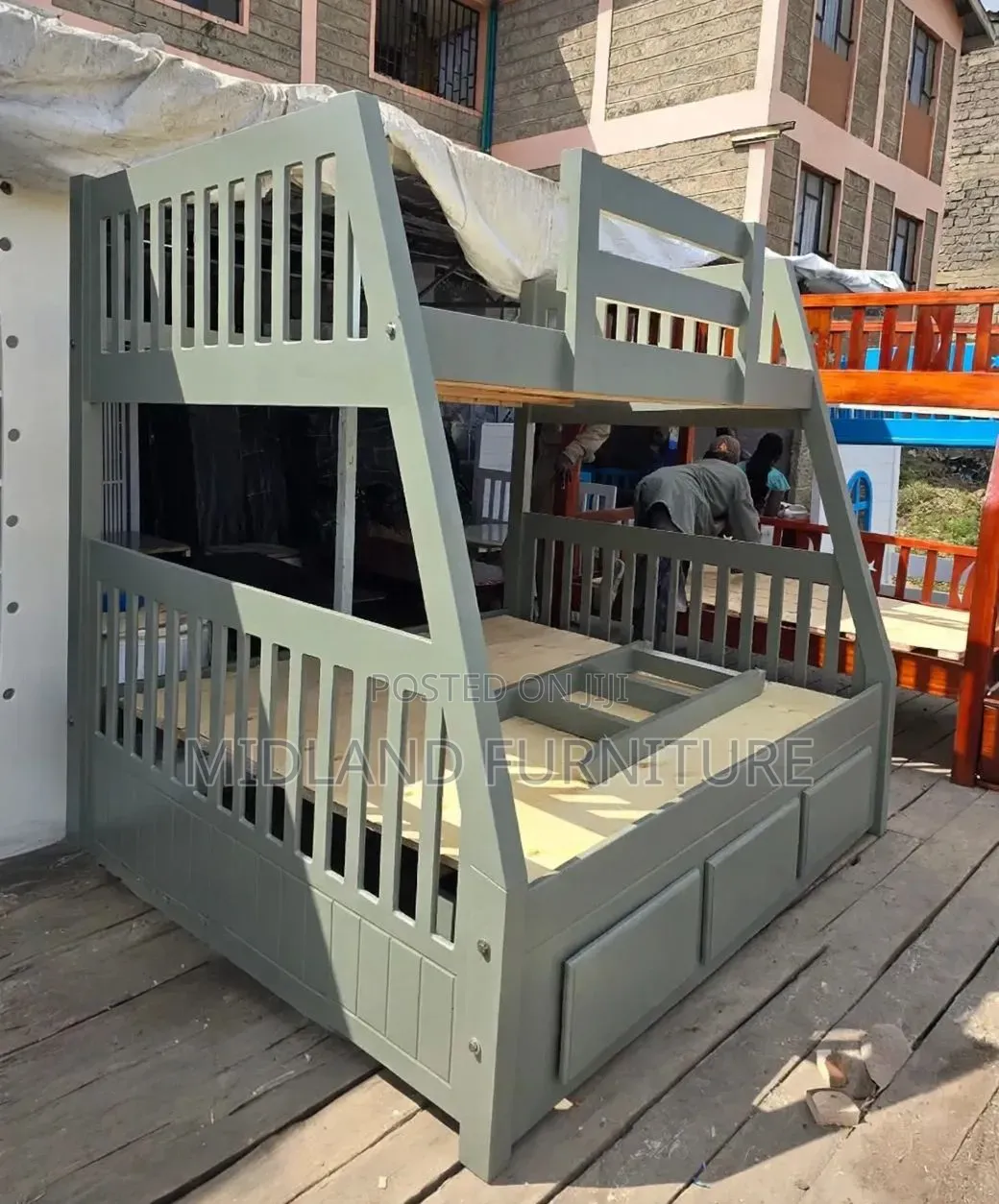 Green Kids Double Decker Bed