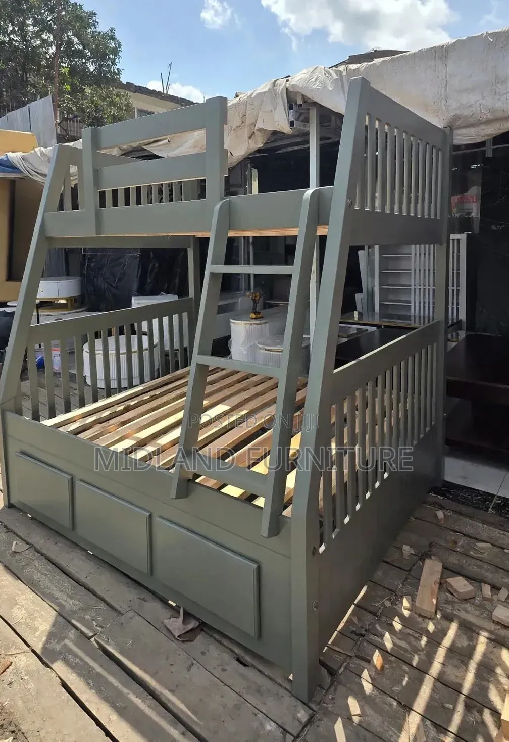 Green Kids Double Decker Bed
