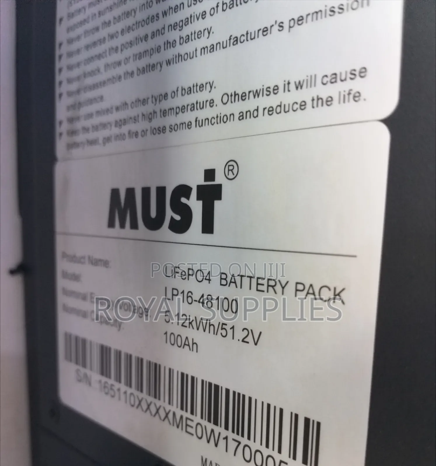 Must 5.12kwh 51.2v 100ah Lithium Iron Battery