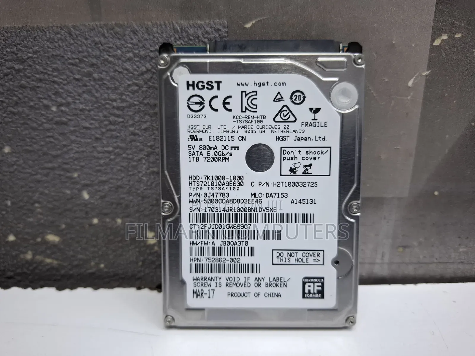 HGST 1tb 7200prm Hts721010a9e630 32mb 6gb/S Sata 2.5" Internal HDD