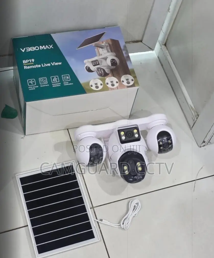 V380 Pro 4-Lens Solar Outdoor Security Camera With Multi-Screen View