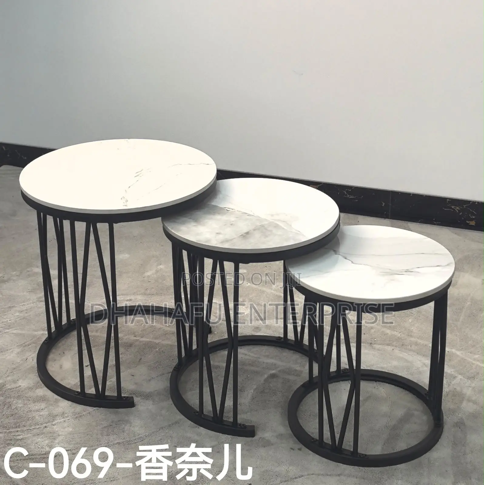 3-in-1 Marble-Top Nesting Side Tables – Round Coffee/Sides Tables